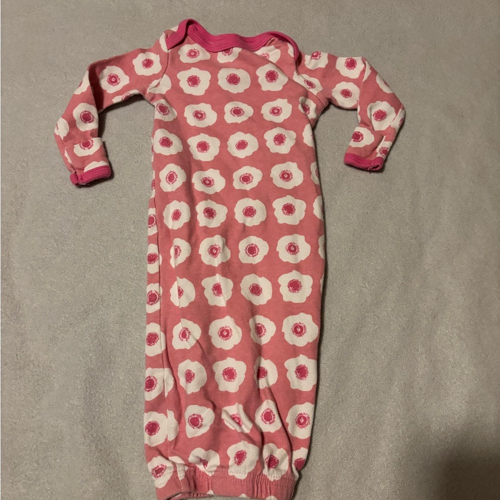 Pink Floral Baby Gown - Long Sleeve